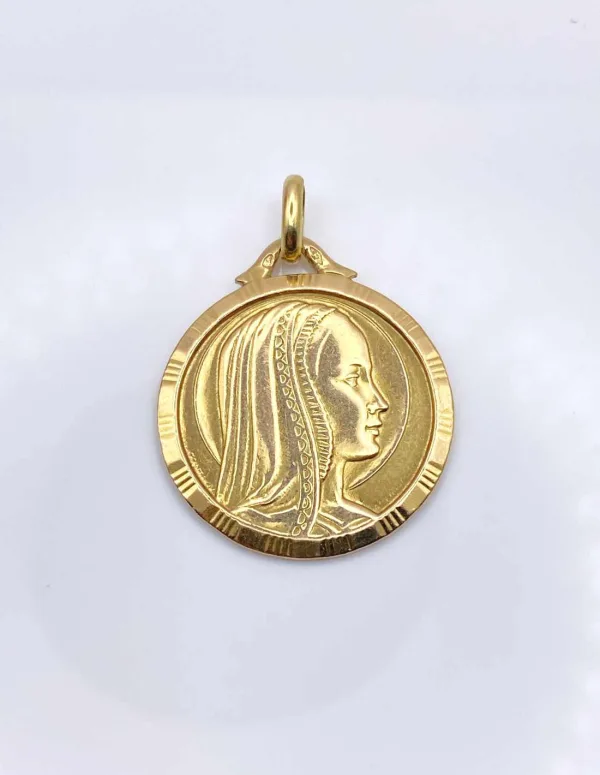 Médaille Or Jaune Vierge Signée Contaud