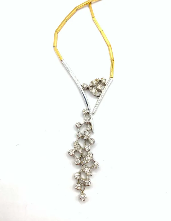 Collier Cravate Or Jaune Or blanc et Diamants