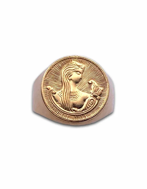 Bague Figure Du Monde Slave en Or Rose 14K