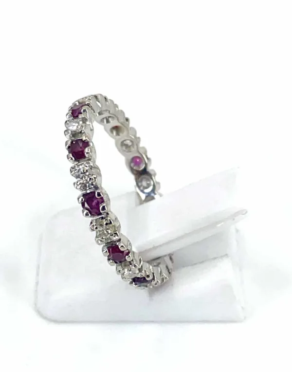 Alliance Tour Complet Or Blanc, Rubis & Diamants