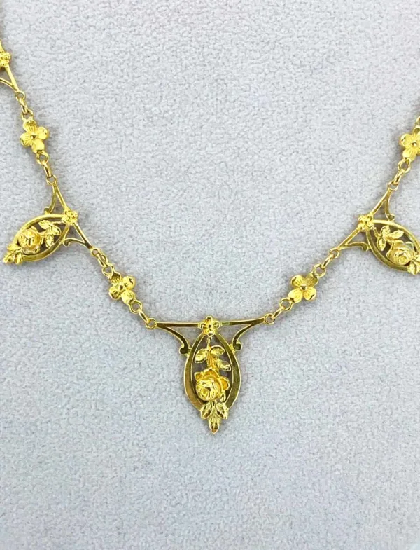 Collier Draperie Vintage Art Nouveau Or jaune