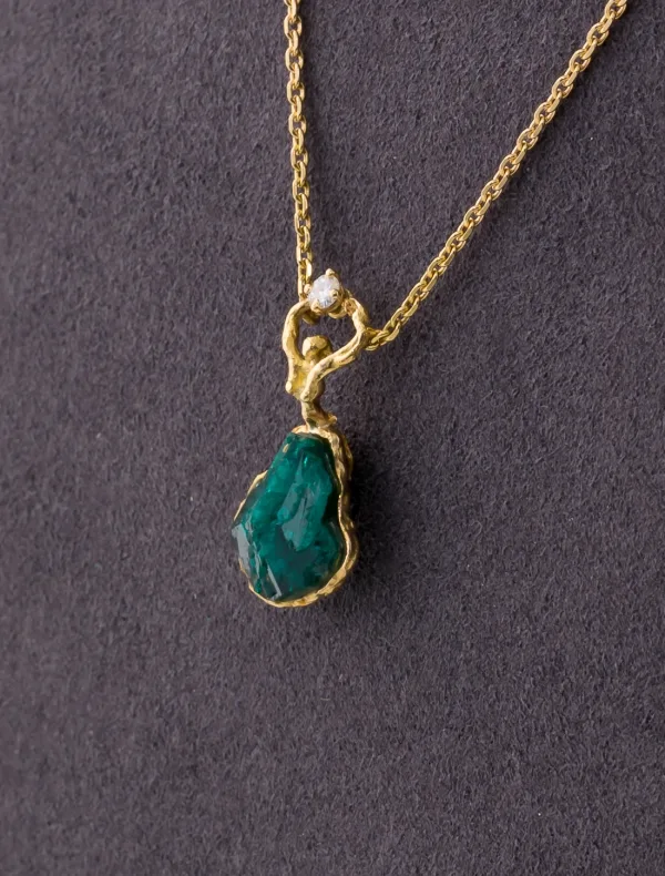 Collier Arlette Mouchet Emeraude & Diamant