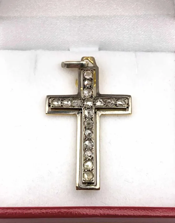 Pendentif Crucifix Vintage Or & Diamants