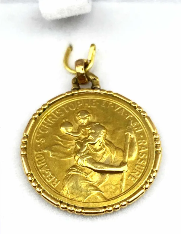Médaille Vintage Or Jaune Saint Christophe