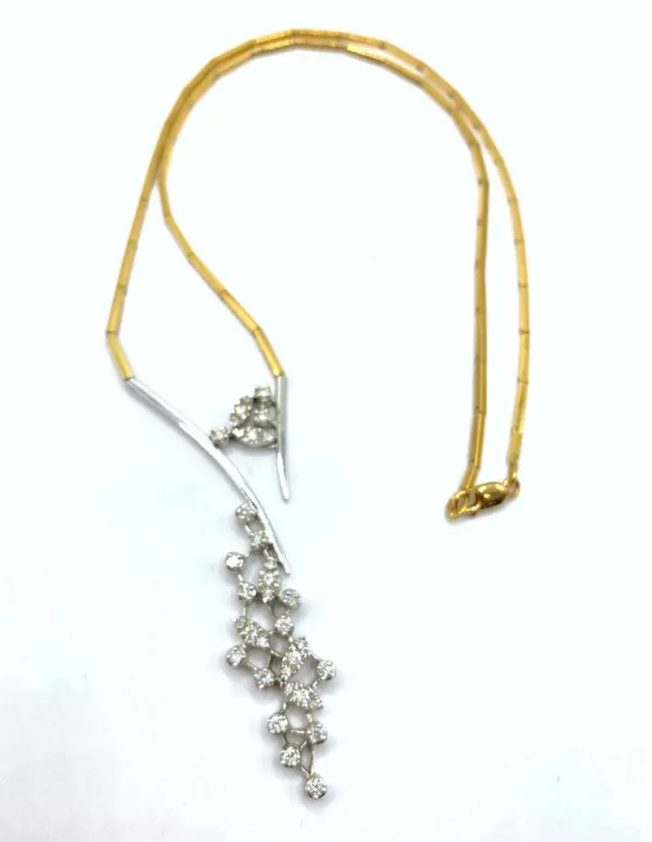 Collier Cravate Or Jaune Or blanc et Diamants