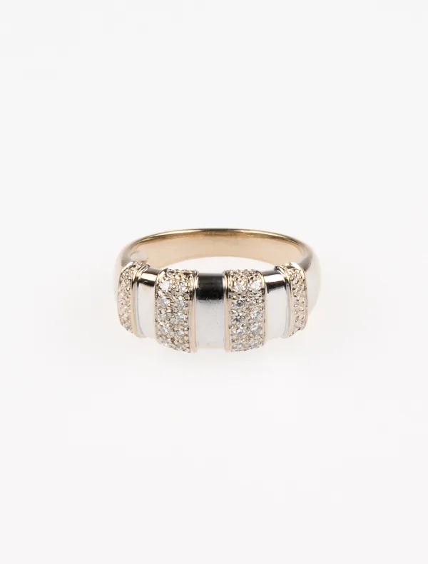 Bague Bandeau Godronnée Or Blanc & Diamants