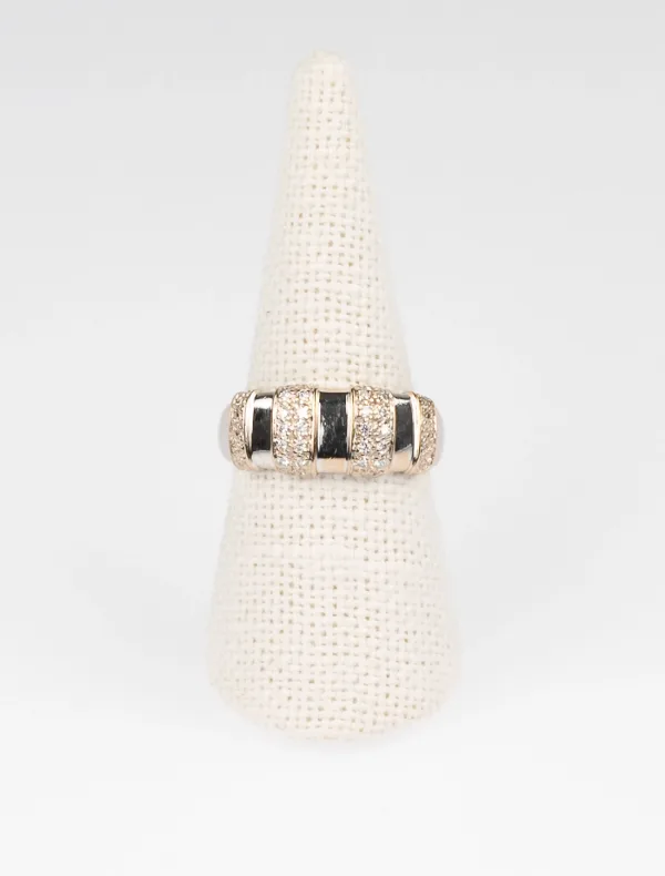 Bague Bandeau Godronnée Or Blanc & Diamants