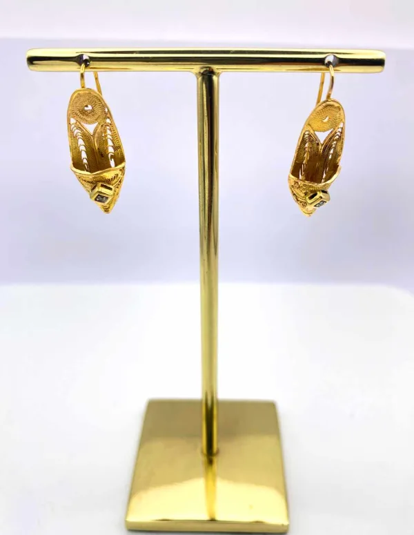 Boucles d'oreilles babouches or jaune et diamants