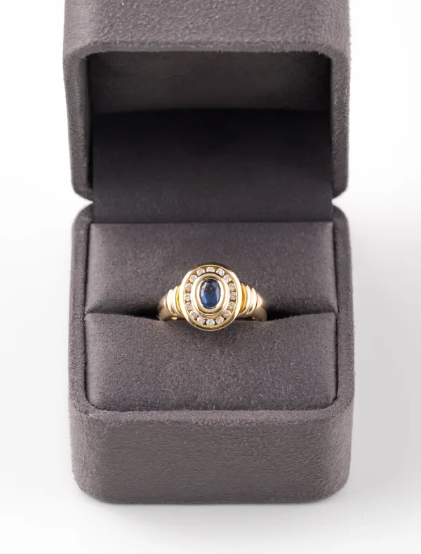 Bague Or Jaune, Saphir & Diamants