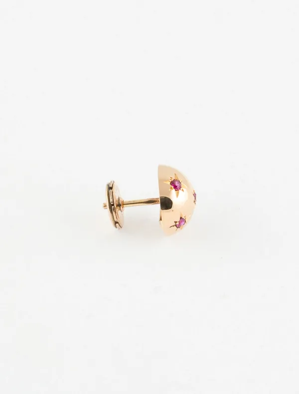 Boucles d'Oreilles Dômes Or Rose & Rubis