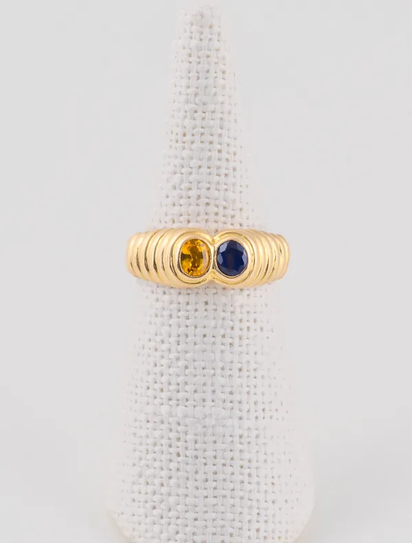 Bague Toi & Moi, Saphir & Citrine Or Jaune
