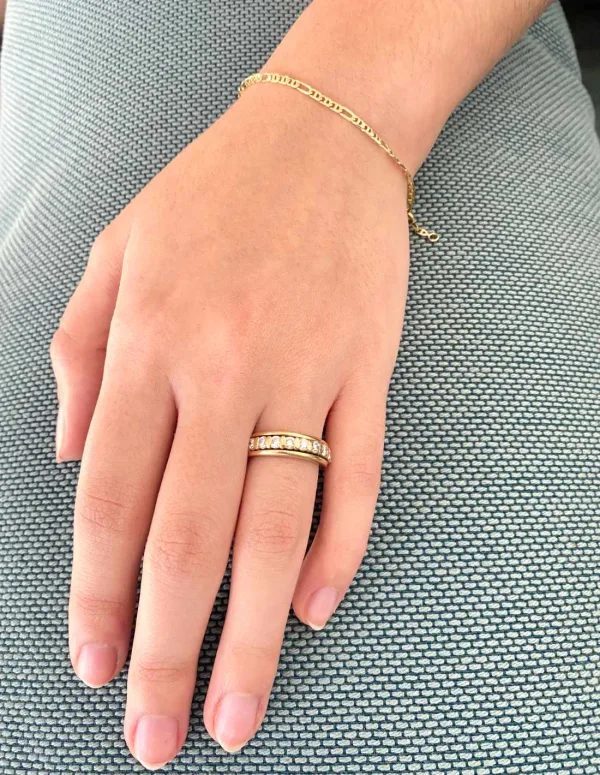 Bague demi-alliance en or jaune & diamants
