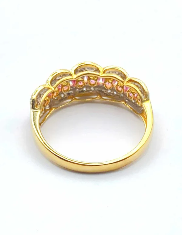 Bague Or 18k, Saphirs Roses & Diamants
