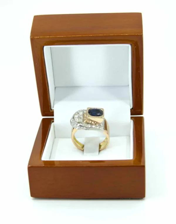 Bague Tank Ceinture Or, Saphir & Diamants