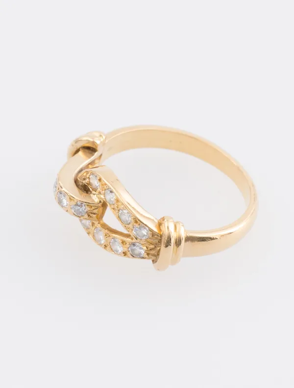Bague Boucle Or Jaune Pavée Diamants