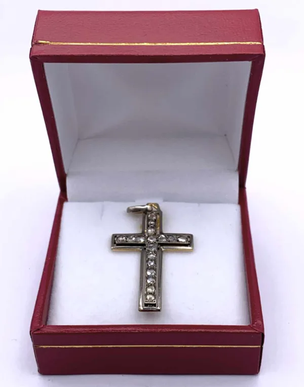 Pendentif Crucifix Vintage Or & Diamants