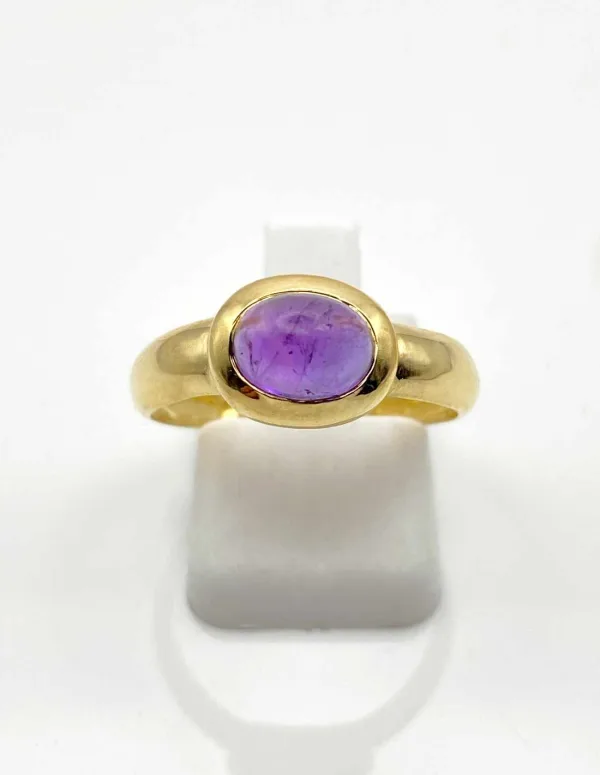 Bague Or Jaune Cabochon Amethyste