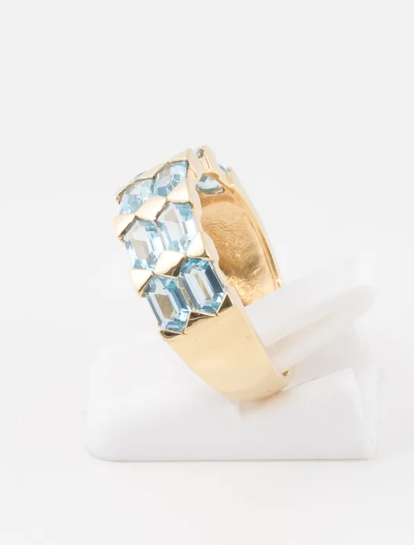 Bague Jarretière Or Jaune & Topazes