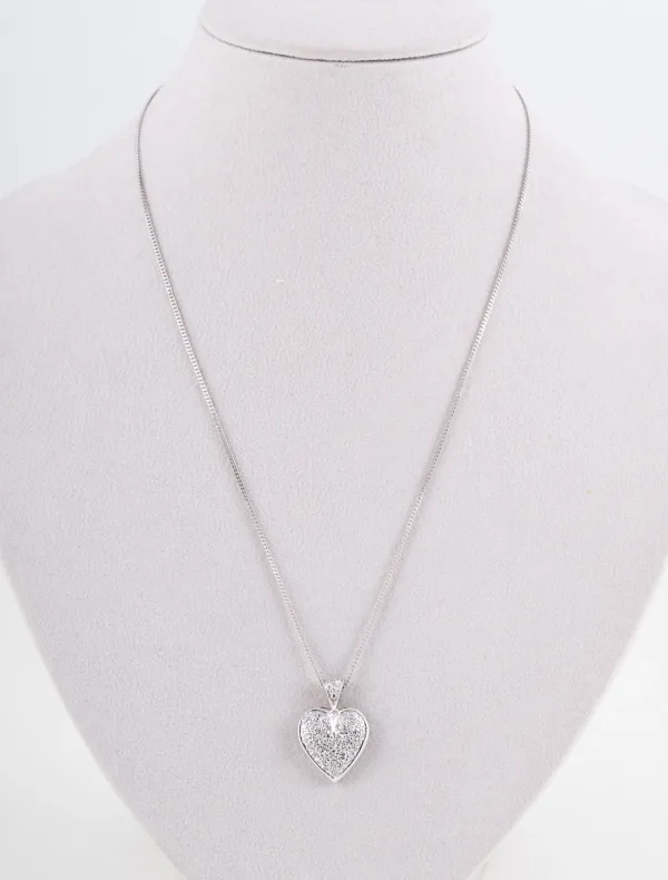 Collier Pendentif Romantique Or Blanc & Diamants