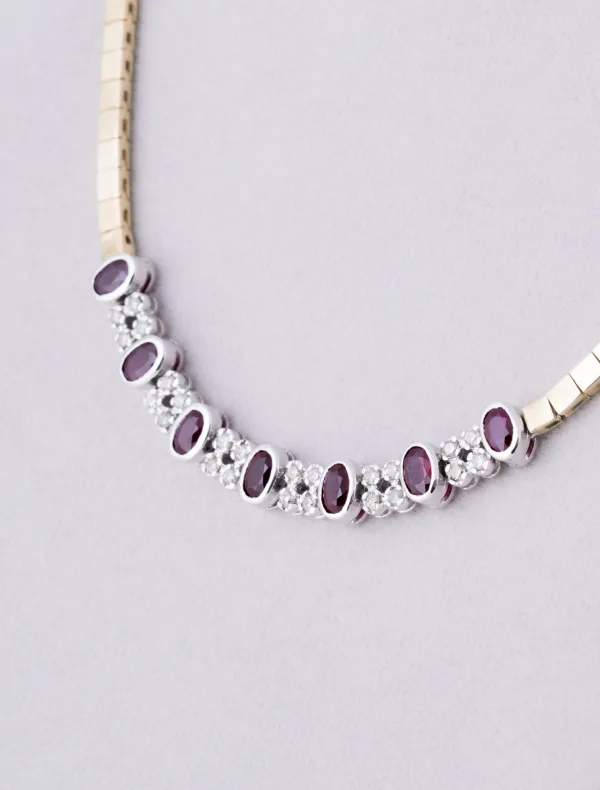 Collier Mailles 2 Ors, Rubis & Diamants