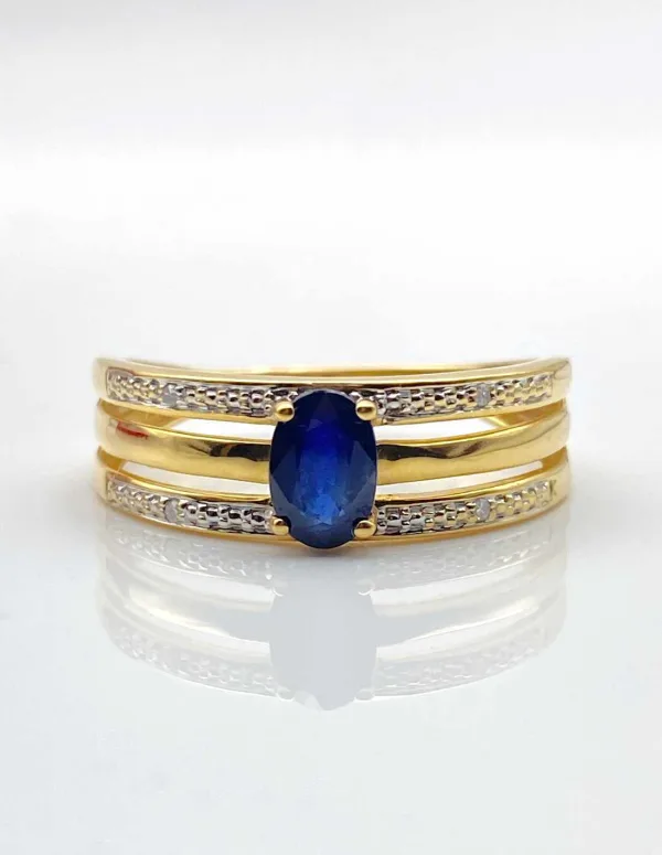 Bague Or Jaune Saphir & Diamants