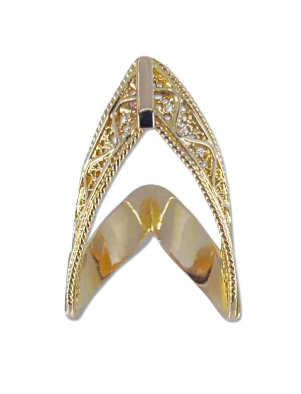 Bague Filigrane en V Or Jaune 18K