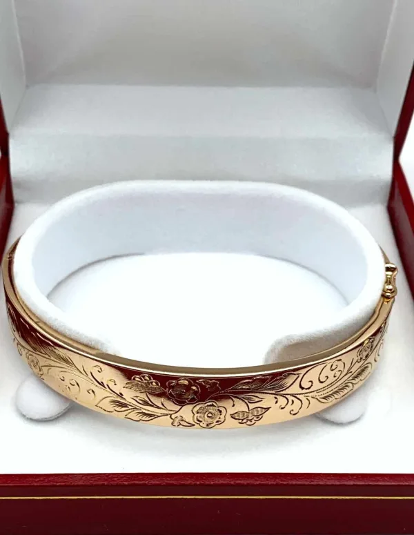 Bracelet Ancien Jonc Filigrane Ouvrant Or 18K
