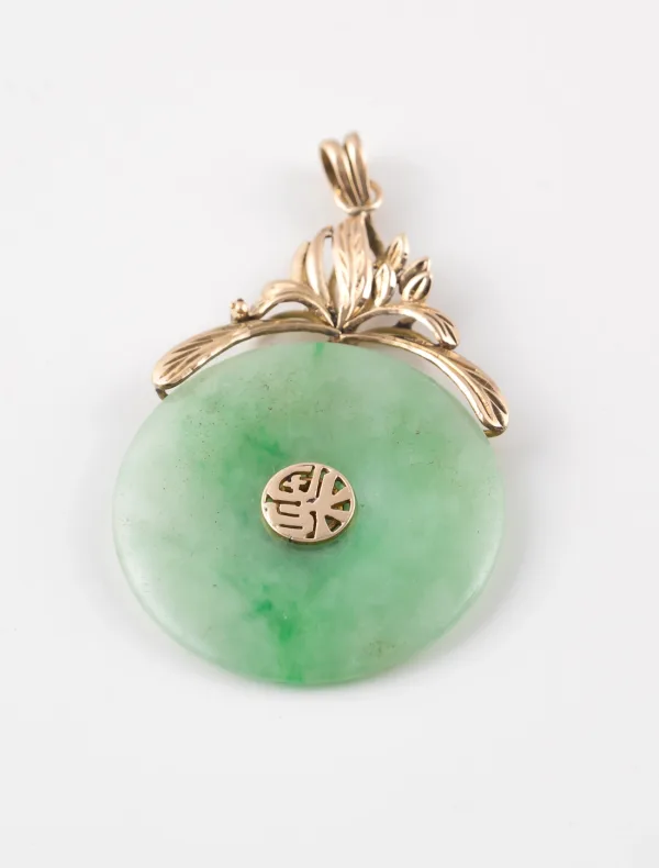 Pendentif Exotique Jade & Or Jaune