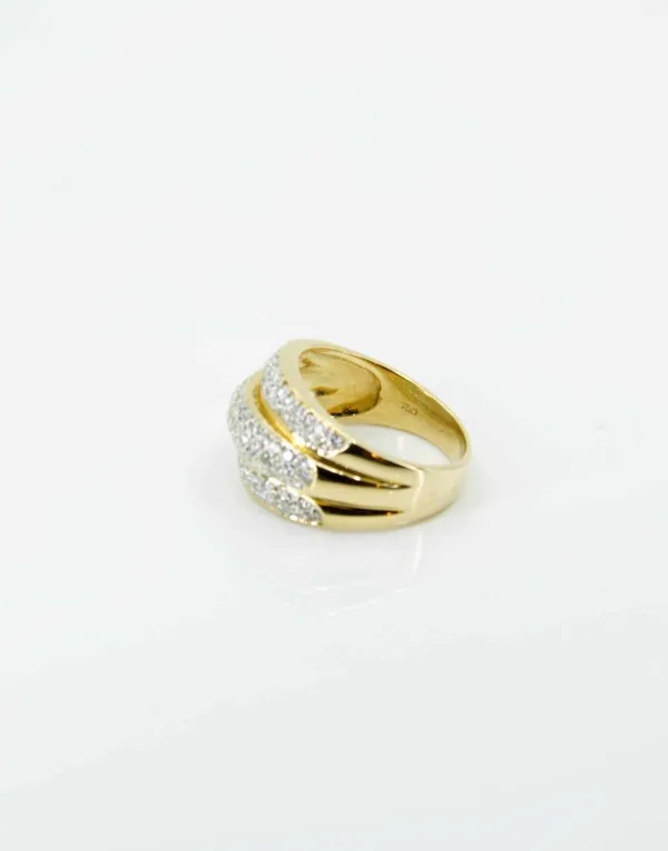 Bague Or Jaune Godrons Pavés Diamants