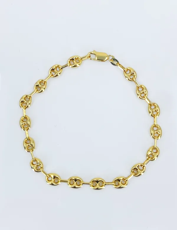 Bracelet grain de café en or jaune