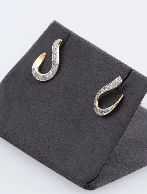 Boucles d'Oreille Or Jaune Pavées Diamants