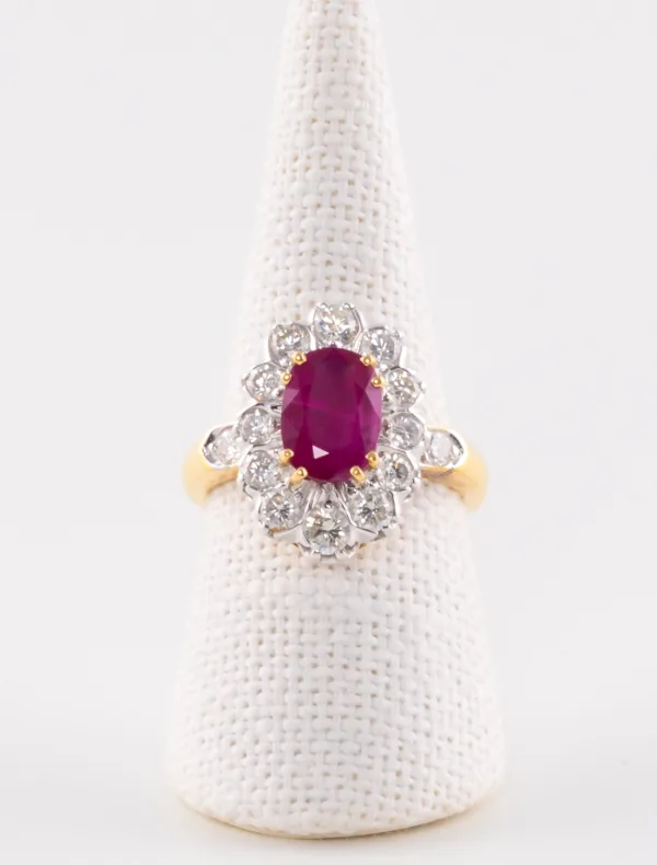 Bague Marguerite Or, Rubis & Diamants