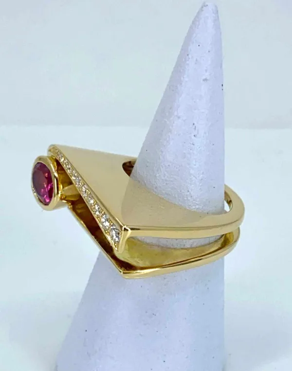Bague Créateur Or, Saphir Rose & Diamants