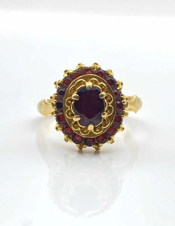 Bague Marguerite Or Jaune & Grenats