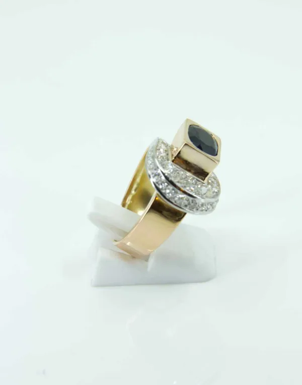 Bague Tank Ceinture Or, Saphir & Diamants