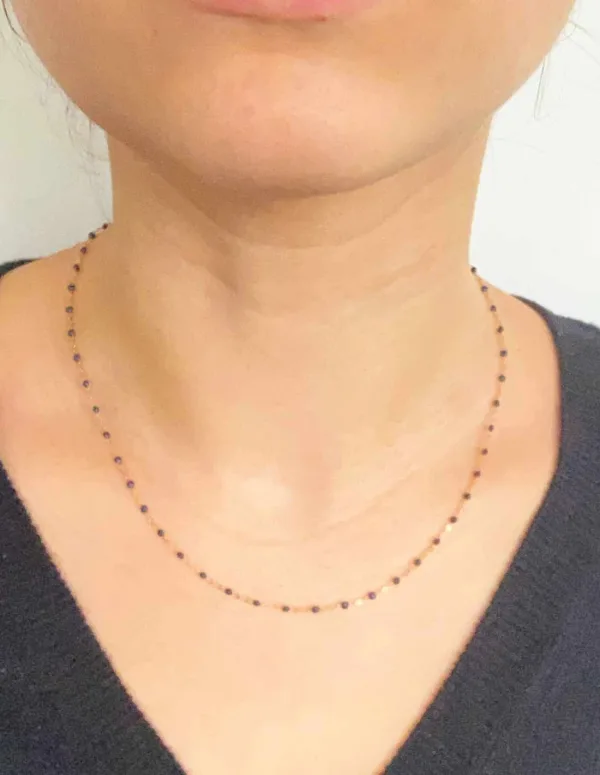 Collier Gigi Clozeau Or Rose 18K Perles Bleues Nuit