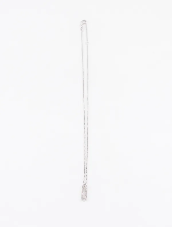 Collier Or Blanc Initiale C & Diamants
