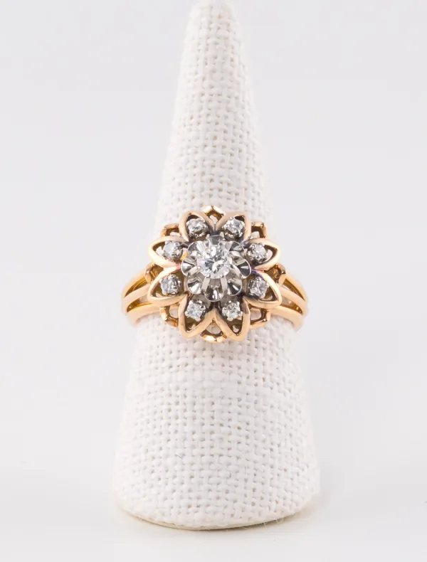 Bague Vintage Or, Platine & Diamants