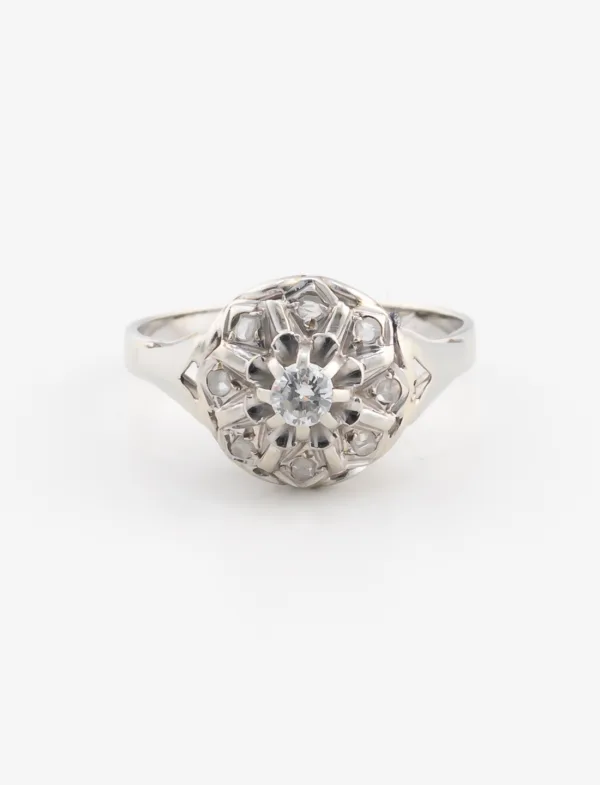 Bague Fleur Diamants & Or Blanc