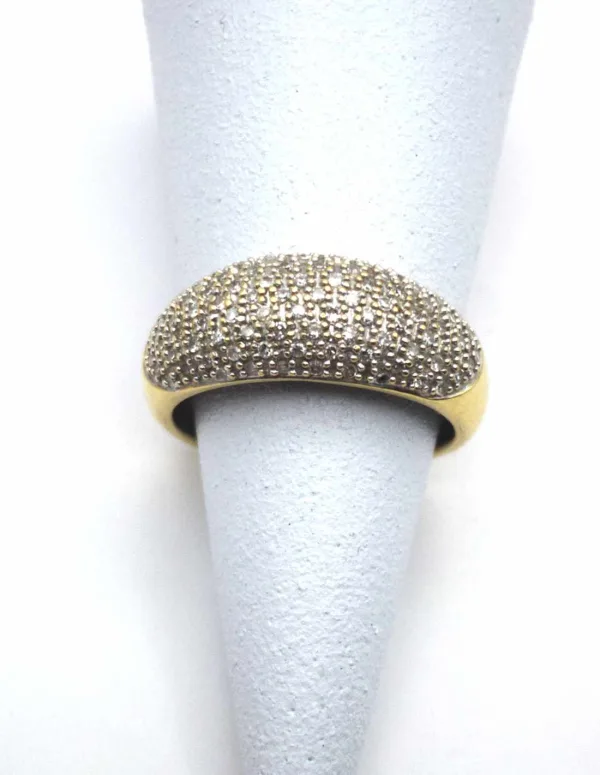 Bague Jonc en Or Jaune 18K Pavée de Diamants