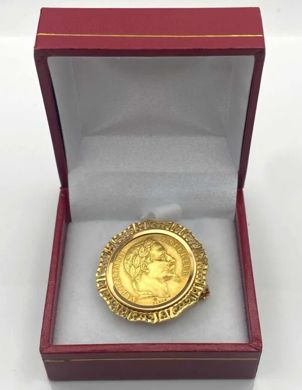 Broche / Pendentif Pièce Or Napoléon Montée