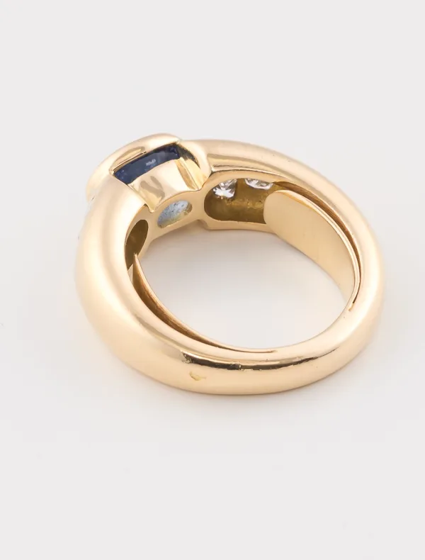 Bague Or Jaune, Saphir Ceylan & Diamants