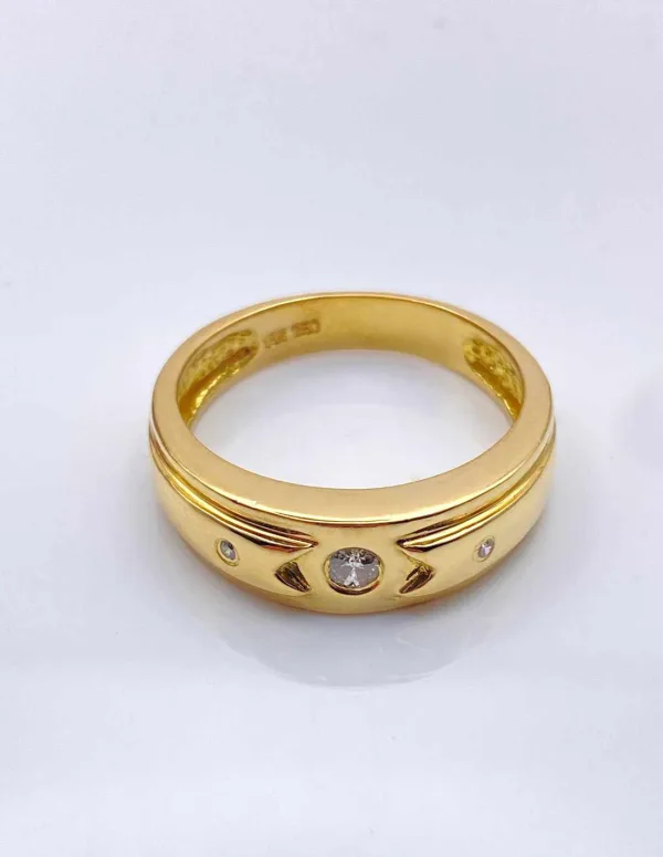 Bague or jaune 18 carats et diamant (0.10 carat)