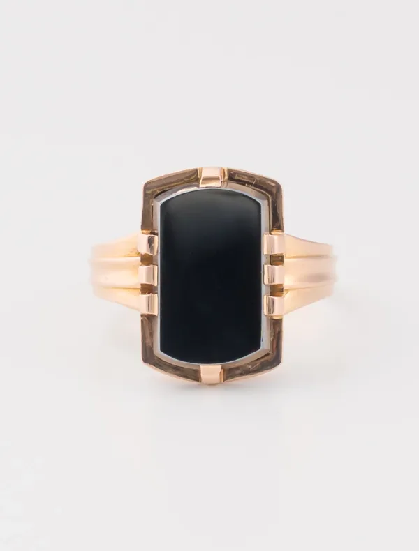 Bague Vintage Or Rose & Hématite