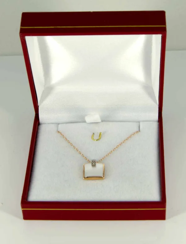 Collier Or Rose Pendentif Nacre & Diamants