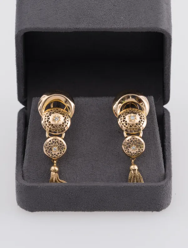Paire Boucles d'Oreilles Vintage Or & Diamants