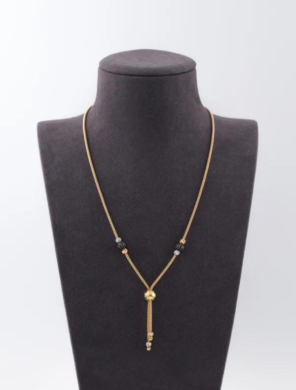 Collier Sautoir Boules Trois Ors