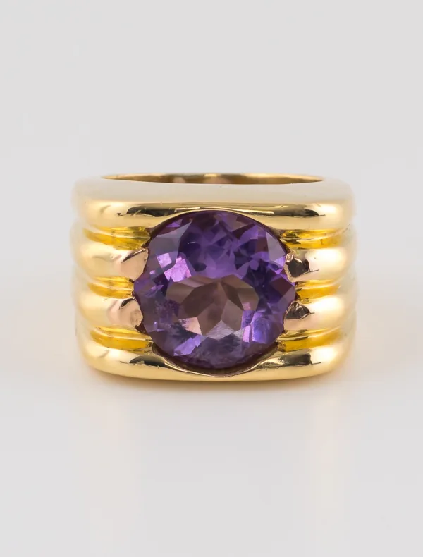 Bague Chevalière Améthyste & Or jaune