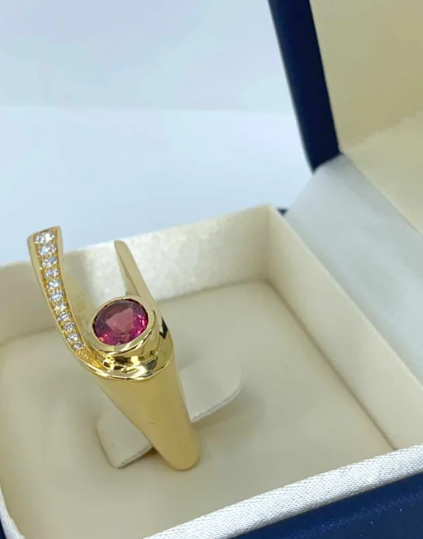 Bague Créateur Or, Saphir Rose & Diamants