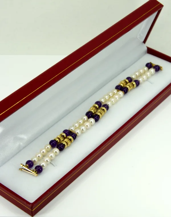 Bracelet en or, améthyste et perles de culture